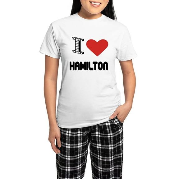 CafePress - I Love Hamilton City Women'S Light Pajamas - Women's Short Sleeve Print T-Shirt and Pants Light Cotton Pajama Set