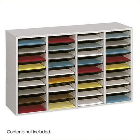 UPC: 0073555942439 | Safco Grey 36 Compartment Wood Adjustable File Organizer