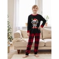 thumbnail image 3 of Pijamas familiares navideños a juego: camiseta de manga larga con estampado de gorro de Papá Noel y pantalón a cuadros., 3 of 9