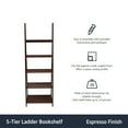 thumbnail image 4 of Ladder Bookshelf Organizer, Solid Rubberwood Frame, 5 Shelves, 14" D x 24.8" W x 70.1" H, 4 of 5