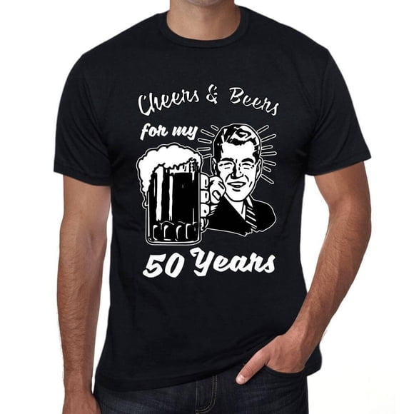 Men's Graphic T-Shirt Cheers And Beers For My 50 Years 50th Birthday Anniversary 50 Year Old Gift 1974 Vintage Eco-Friendly Short Sleeve Novelty Tee