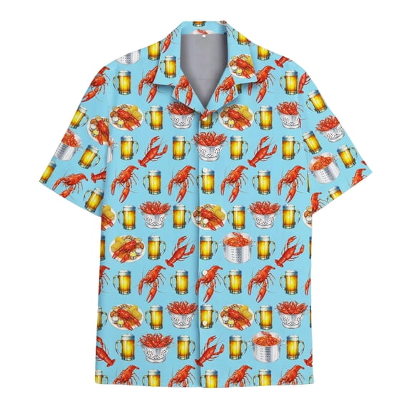 IWRICH Beach Plus Size Shirts for Men Casual Vacation Hippie Funny Hawaiian Shirt Button down Shirts Sky Blue XL