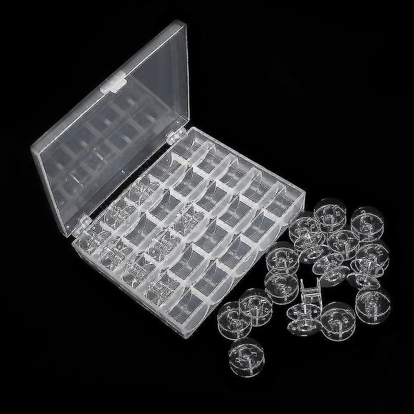 Sewing Machine Bobbins, Plastic, With Storage Box, For Brother,25 Pcs