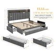 thumbnail image 3 of Full Size Bed Frame with 3 Storage Drawers Upholstered Bed Frame with 2-Tier Shelf Bed Frame with Headboard & Side Pockets,Gray, 3 of 8
