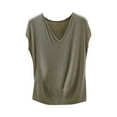 thumbnail image 2 of Tank Tops for Women Plus Size Sleeveless Solid V-neck Summer Top Green L, 2 of 5