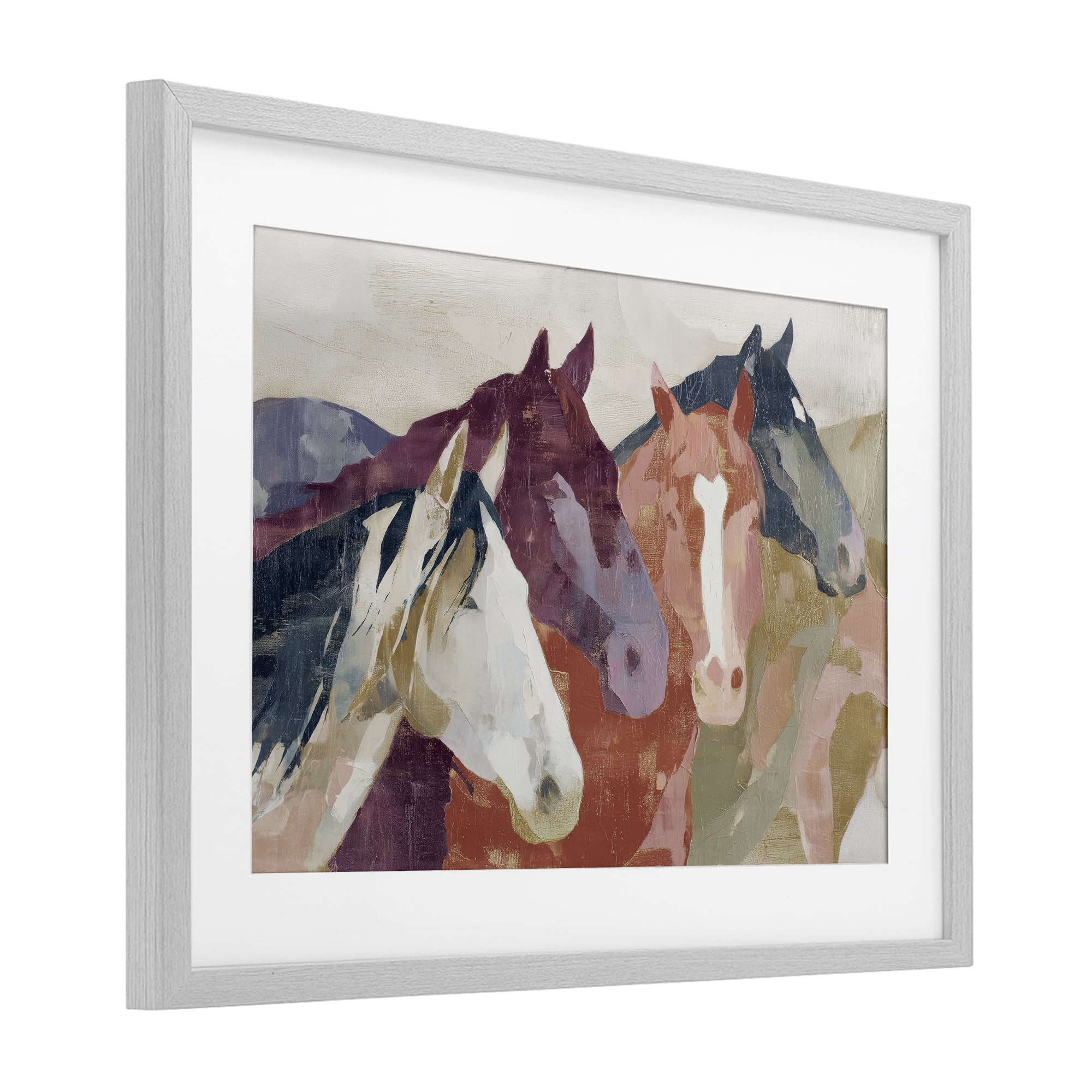 Stupell Industries Calm Horses Abstraction Gray Framed Print Under Glass, design by Chromatic Storm Studio