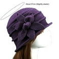 thumbnail image 5 of Women Beanie Hat, Winter Warm Fashion Vintage Wool Felt Solid Color Flower Elegant Cap for Party Dating Shopping Outdoor, 5 of 5