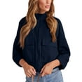 thumbnail image 6 of Women Zip Up Utility Coat with Pockets Casual Cropped Jackets, 6 of 7