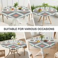 thumbnail image 7 of Fitted Table Cover with Elastic Hem, Beautiful Bohemian Floral Pattern for 52-56 Inches, Machine Washable, 7 of 7