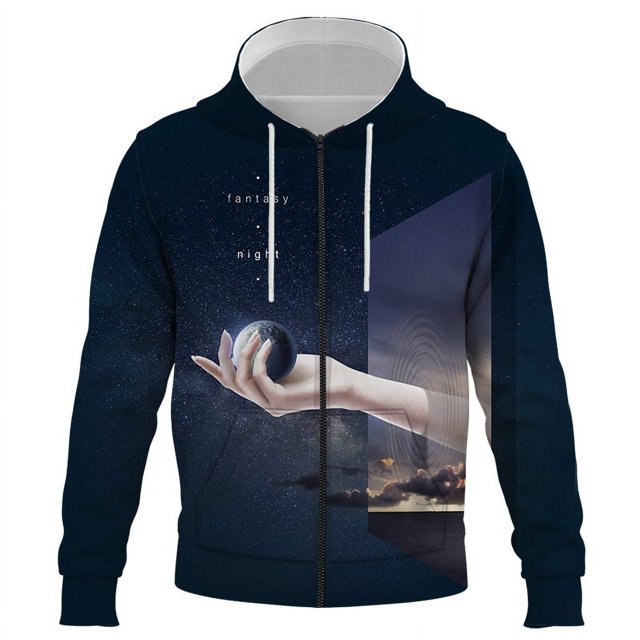 Hot Selling Zipper Hoodies Creative Sky 3D Printing Hooded Jacket Men's Women's Pullover Pattern Spring And Autumn Jacket Men