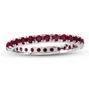 SL COLLECTION 14K White Gold Ruby Eternity Band Ring