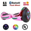 "UL 2272 Certified Hoverboard 6.5"" Bluetooth Speaker with LED Light Self Balancing Wheel Electric Scooter - New Chrome Pink"