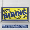 thumbnail image 3 of Now Hiring 13 oz Heavy Duty Vinyl Banner Indoor/Outdoor Help Wanted Sign for Business, Storefront, Advertising, Multiple Sizes & Colors Single-Sided with Metal Grommets (5x1.5 Ft, Blue & Yellow), 3 of 6