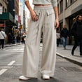 thumbnail image 5 of ZHYou No Boundarie Womens Baggy Pants Casual Stretch Waist Drawstring Quick Dry Wide Leg Lounge Trousers,Beige,Size S, 5 of 7