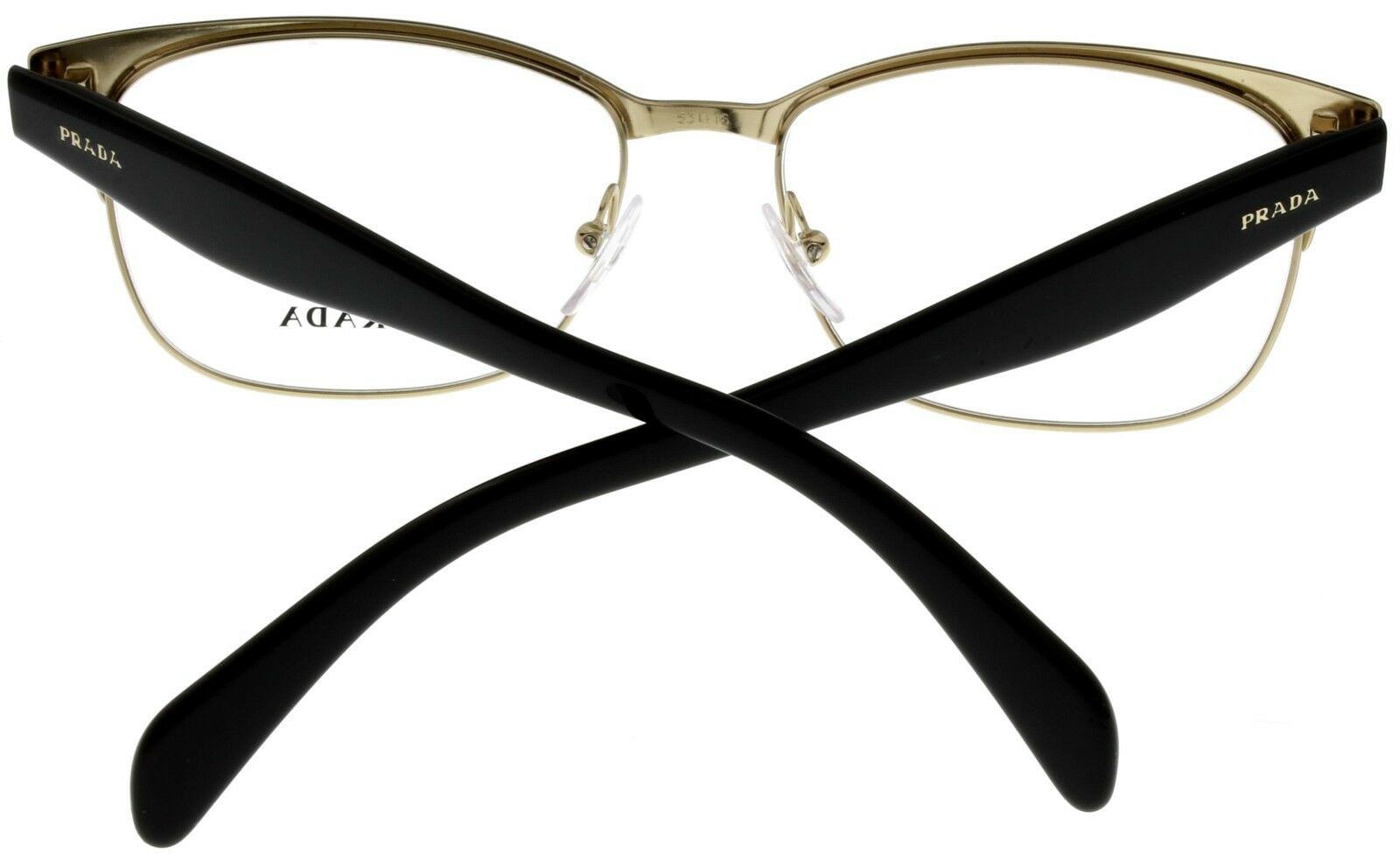 PRADA Eyeglasses PR 65RV QE31O1 Black On Pale Gold 53MM 