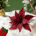 thumbnail image 6 of Glitter Christmas Flowers 9.8 in Artificial Poinsettia Flower Christmas Tree Flower Decorations Xmas Tree Ornaments, 6 of 6