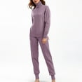 thumbnail image 4 of Lindreshi Pj Sets for Woman Fashion Women Winter Knit Long Sleeved Pants Shirt Casual Two Piece Suit, 4 of 4