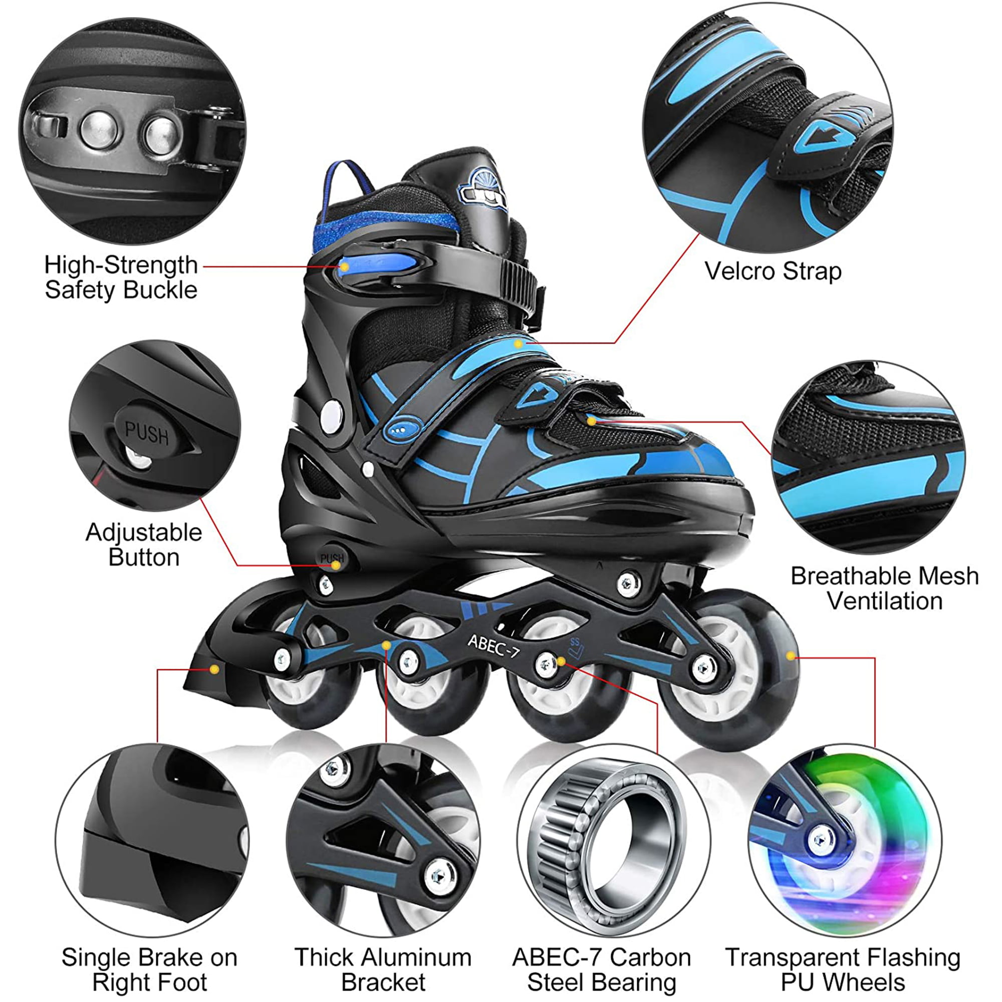 Adjustable Inline Roller Skates Blades Unisex Adult/Kid Breathable Flash Wheels3 