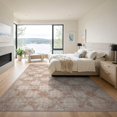 thumbnail image 3 of ODIKA 9'x12' Washable Area Rug Quicksand Lattice Coral Sage Faded Border Print Pink Vintage for Dining Room, Basement, Large Office, Non-Slip Chair-Friendly, 3 of 7