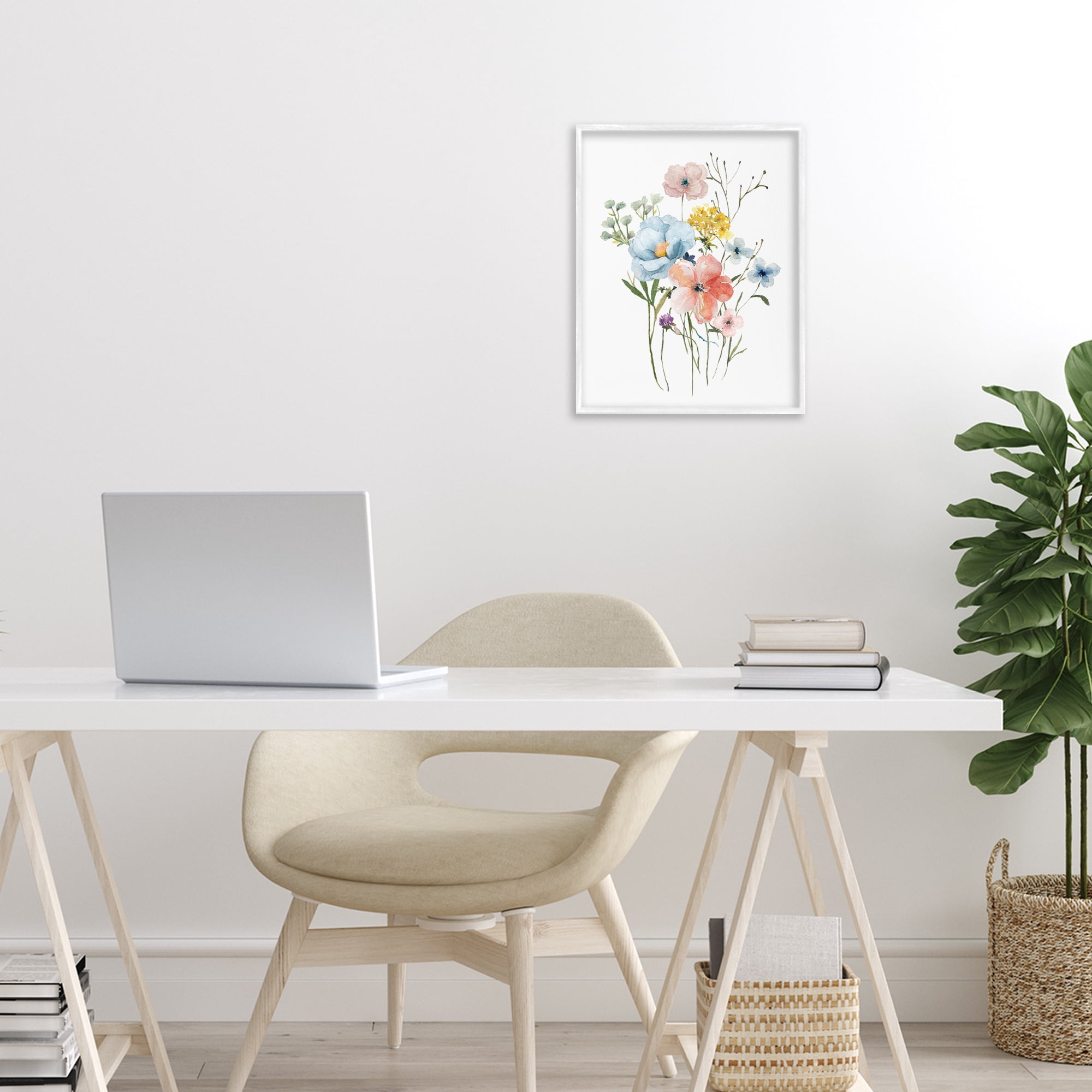 Stupell Industries Spring Meadow Wild Flowers White Framed Giclee Art, design by Livi Finn