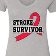 thumbnail image 4 of Inktastic Stroke Survivor with Red Ribbon Women's V-Neck T-Shirt, 4 of 5