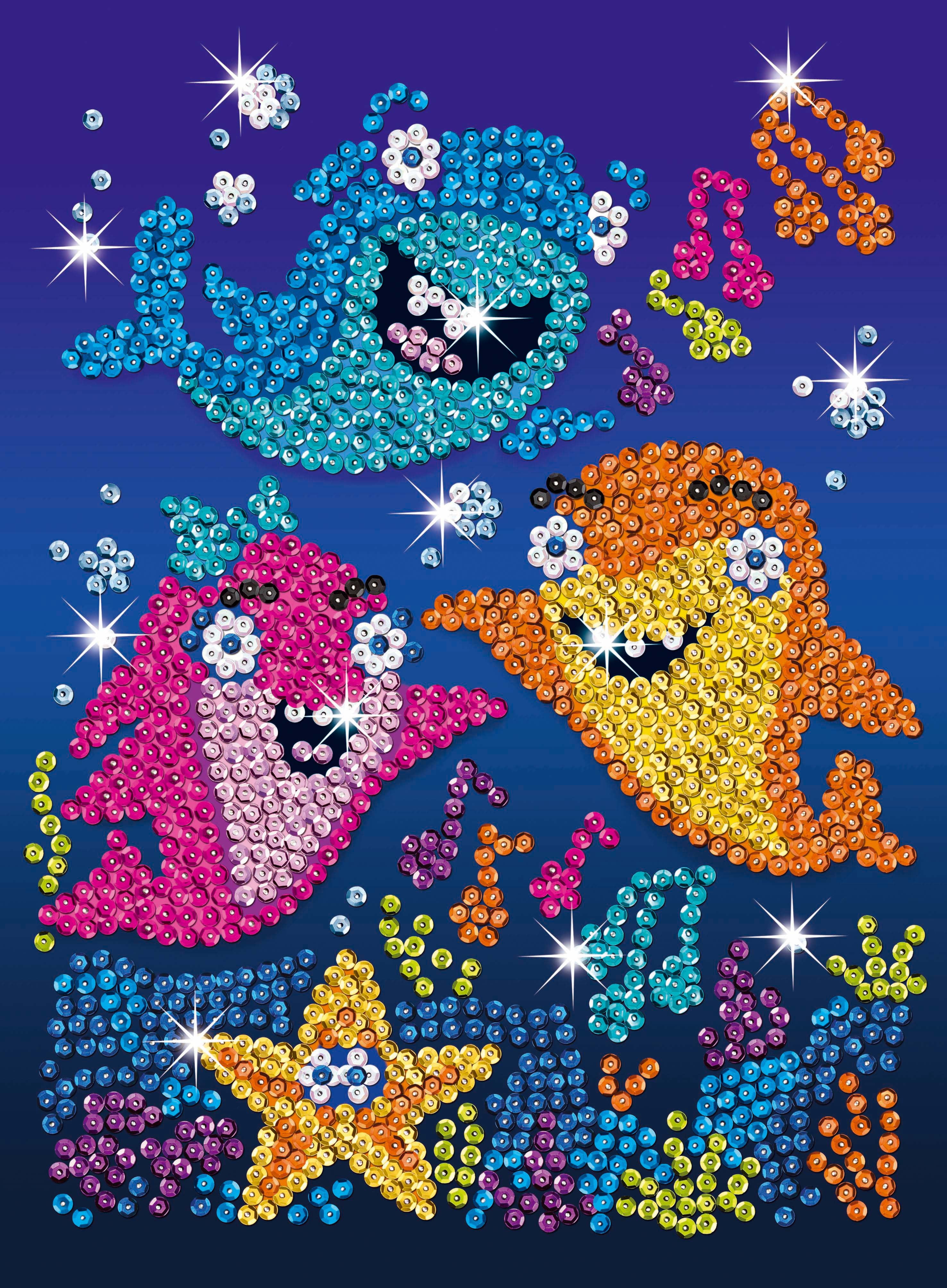 Sequin Art - Sparkling Baby Sharks - Sparkling Art Design and Craft