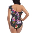 thumbnail image 5 of Sikiie Cat Icecream Print Women One Piece Swimsuits Tummy Control One Shoulder Bathing Suits Ruffle Swimwear, From S to XXL-X-Large, 5 of 6