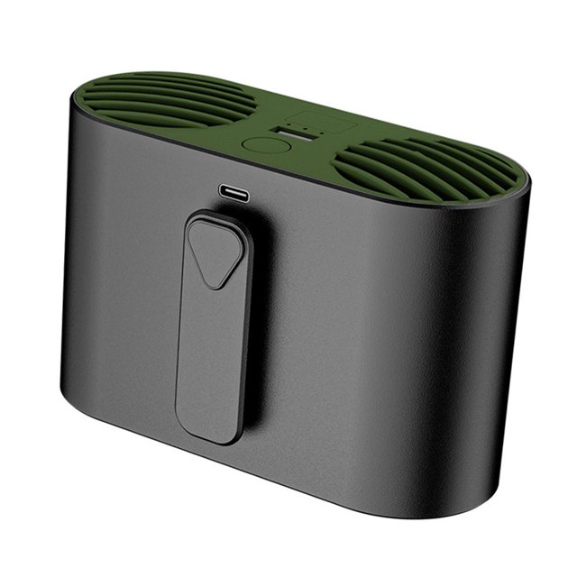 Ventilador personal Ventilador de cintura Ventilaciones de aire dobles Recargable 4 manecillas de velocidad ajustables para actividades al aire libre Negro