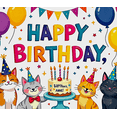 thumbnail image 3 of Cute Cat Themed Happy Birthday Background Backdrop Banner for Birthday Party Decorations Photography Props Photo Booth Decors, 3 of 7