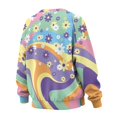 thumbnail image 5 of SCRAWLGOD Hippie Flower Print Womens Casual Crew Neck Sweatshirt with Pockets Loose Fit Soft Long Sleeve Lightweight Pullover Drop Shoulder Tops Fall Clothes, S, 5 of 7