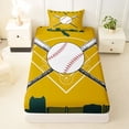 thumbnail image 3 of Erosebridal Kids Est Sleep Sport Twin Sheet Sets, Baseball Game Bedding, Gold Green, 3-Piece, 3 of 5