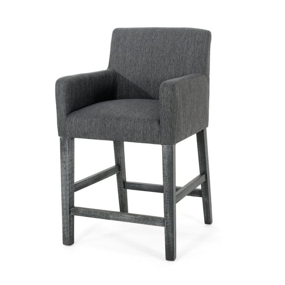 GDF Studio Chaparral Contemporary Fabric Upholstered Wood 26 inch Counter Stool, Charcoal and Gray