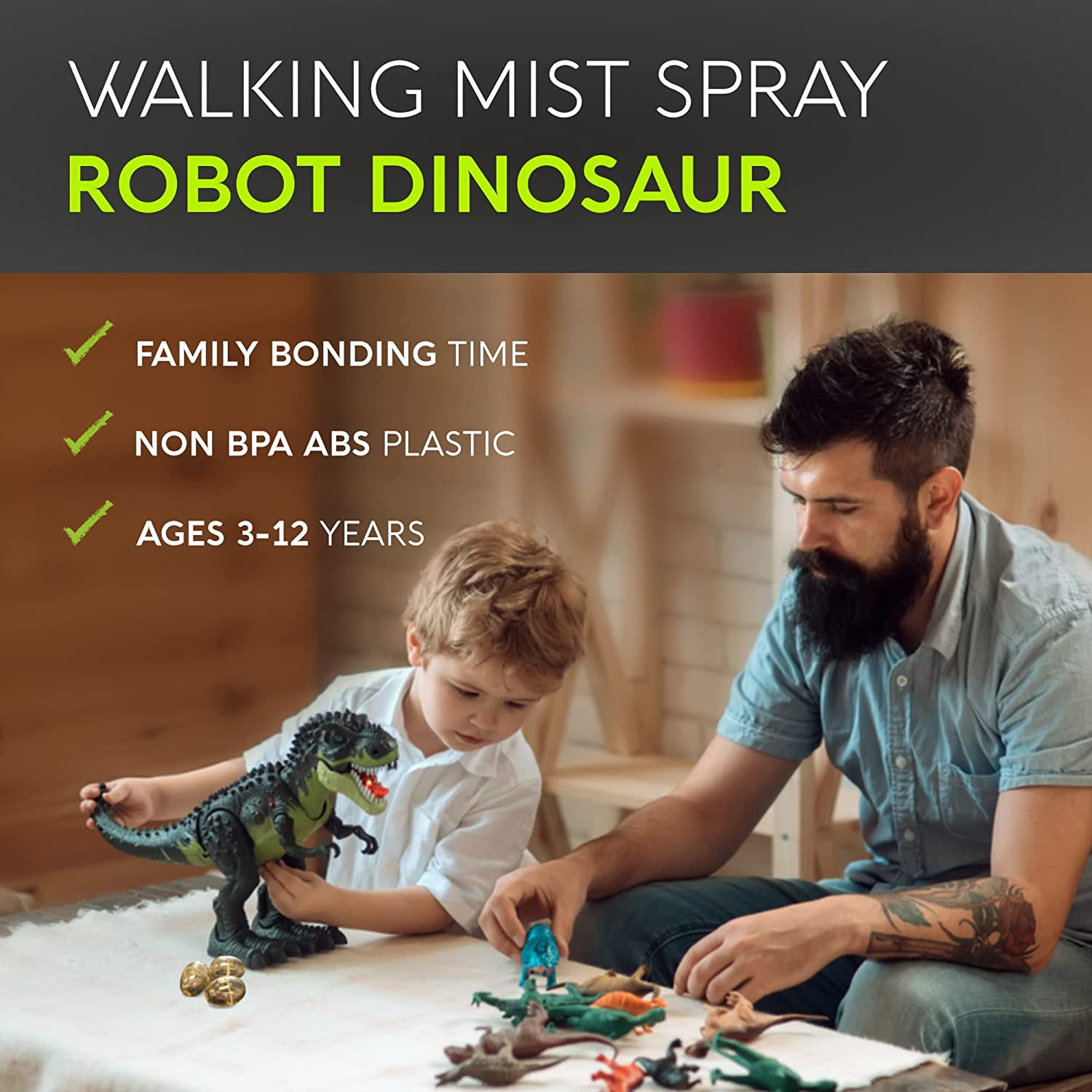 Ficcug Remote Control Dinosaur Robot Toys for Kids 3-5,Realistic Walking Electronic Dinosaur Pet with Spray Roaring,RC Toy for Age 3-12 Boys Girls