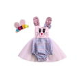 thumbnail image 1 of Bagilaanoe Newborn Baby Girl Easter Rompers Dress Rabbit Stripe Print Sleeveless Sleeve A-Line Bodysuit + Headband 3M 6M 12M 18M 24M Infant One Piece Jumpsuit, 1 of 9