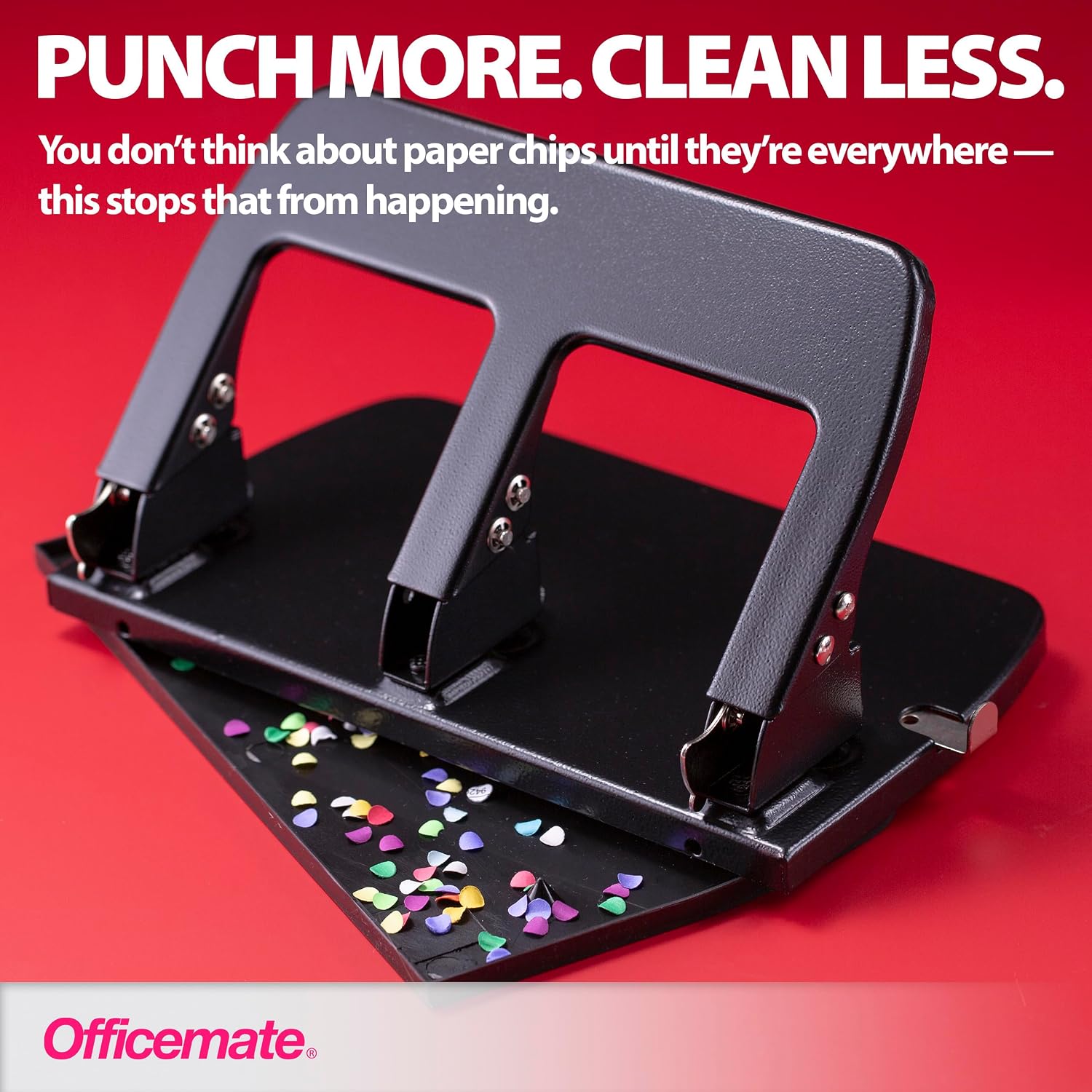 OfficeMate Medium Duty 3-Hole Punch with Ergonomic Handle photo 5