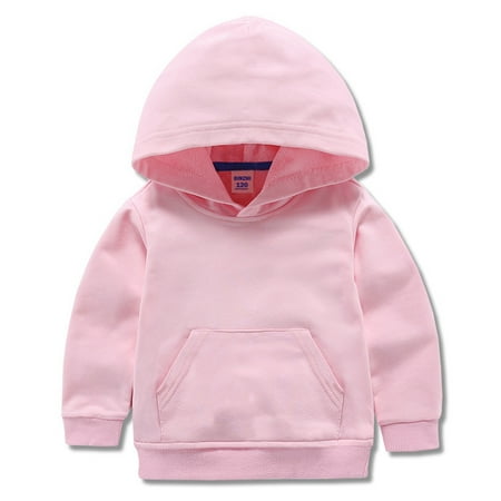 

ESHOO Toddler Boys Girls Cotton Sweatshirt Hoodies Solid Hooded Pullover Tops With Pocket 1-8 Years