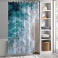 thumbnail image 3 of Blue Teal Ocean Wave Fabric Shower Curtain Beach Modern Art Washable Shower Curtains for Bathroom, Waterproof Bath Curtain with Hooks Home Decor 36x72in, 3 of 8