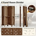 thumbnail image 2 of Aletheiawu 4 Panel Wood Pegboard Display with 16 Hooks, Fold Room Divider Wall, No Installation Required, Brown, 2 of 9