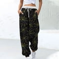 thumbnail image 1 of Teissuly Nouvelle Arrivée Pantalon de Survêtement pour Femmes Mode Halloween Toile d'Araignée Imprimée Taille Élastique Cordon de Serrage Bas Resserré Pantalon Décontracté à la Cheville avec Poches, Taille P-2TG, 1 of 5