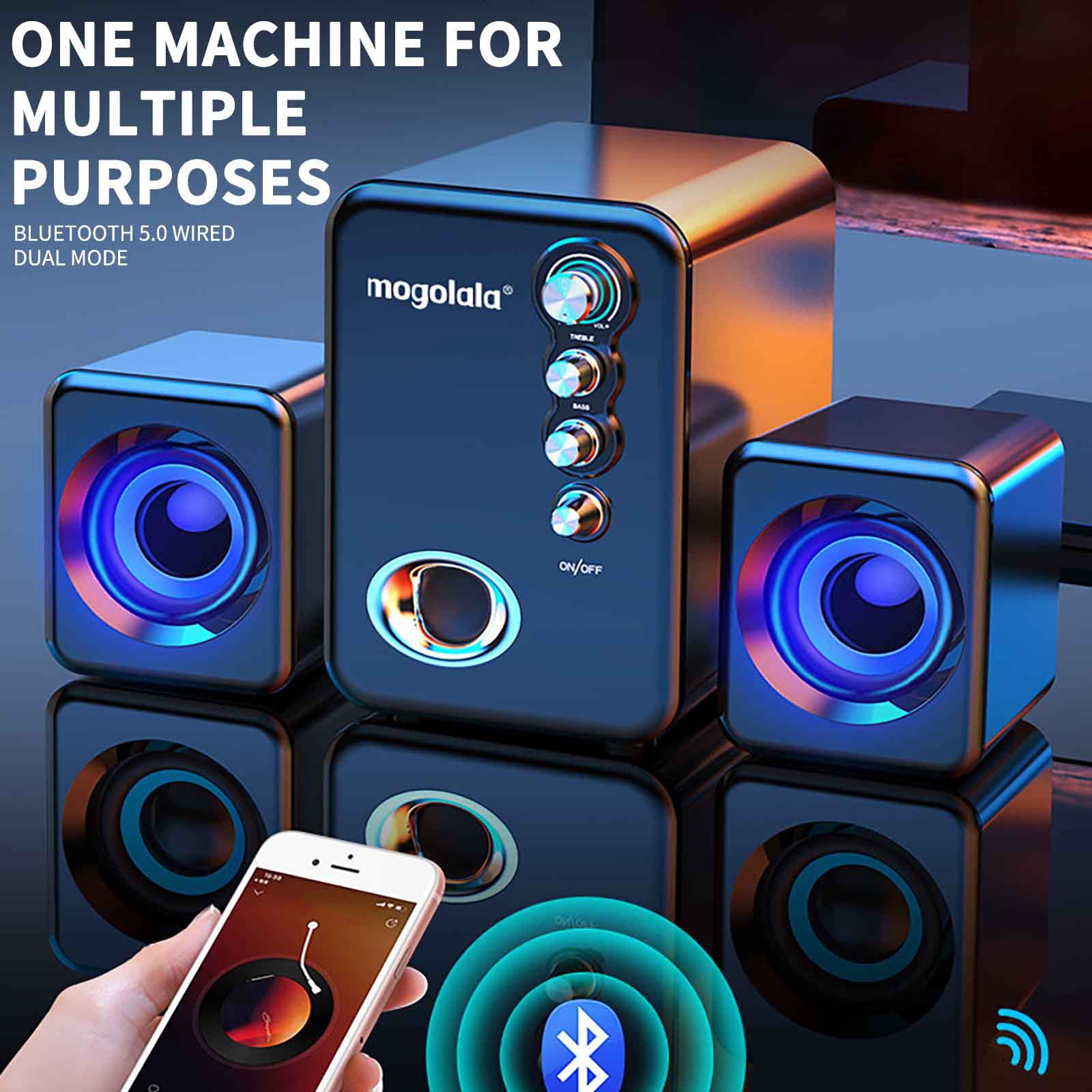SKDOGDT Computer Speaker, Compact Size Speaker with Headphone Jack, Enhanced Bass and Volume Control, Stereo Aux Multimedia Speakers for Laptop/Desktop/Tablets/Phone