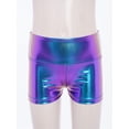 thumbnail image 3 of TiaoBug Kids Boys Girls Metallic Dance Shorts Sports Gymnastics Athletic Booty Bottoms 4-14 Colorful Blue 14, 3 of 7