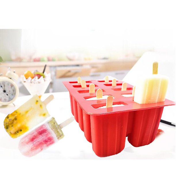 Ice Lolly Moulds, 10 Cavities Silicone Ice Pop Molds Popsicle Maker For