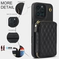 thumbnail image 4 of Fashion crossbody lanyard zipper wallet leather phone case for iPhone 16 pro max 15 plus 14 13 12/12pro 11 wrist strap cards Solt cover, 4 of 10