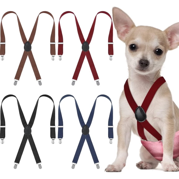 4 Pieces Dog Diaper Suspenders Male Female Adjustable Pet Diaper Keeper Suspender for Dog Skirt Dress Pet Clothes, 4 Colors
