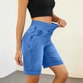 thumbnail image 2 of Vhkiploz Summer Bermuda Shorts for Women's Elastic Everyday Running Shorts Solid Color Wide Leg Beachwear Board Shorts, 2 of 9