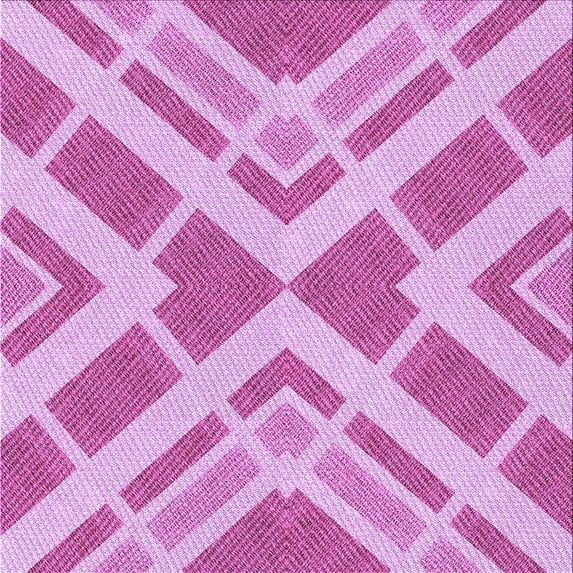 Ahgly Company Indoor Square Patterned Neon Pink Area Rugs, 6' Square