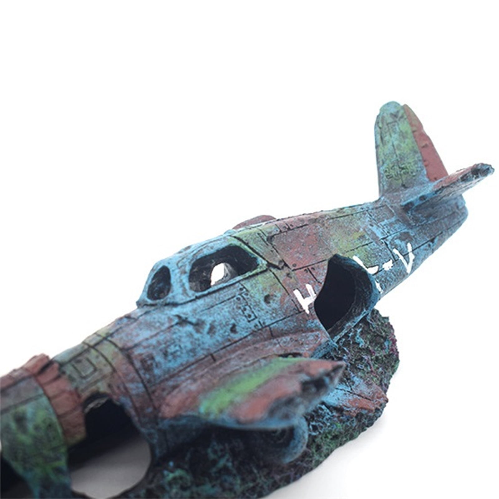 Artificial Craft Fish Tank Decoration Resin Wreck Airplane Ornament, Aquascape Enhancement