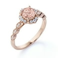 thumbnail image 4 of JeenMata Vintage 1 ct Round Cut created morganite Halo Promise Ring in 18K Rose Gold over Silver, 4 of 6
