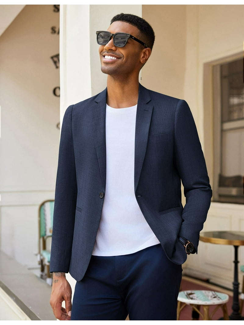 mens casual dress blazer Men's Casual Summer Slim Fit Linen Notch Lapel Blazer