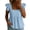 Light Blue, variant on Babysbule Women's Cotton Linen Square Neck Ruffle Flutter Sleeve Blouse Casual Top for Daily Wear and Vacation Outings